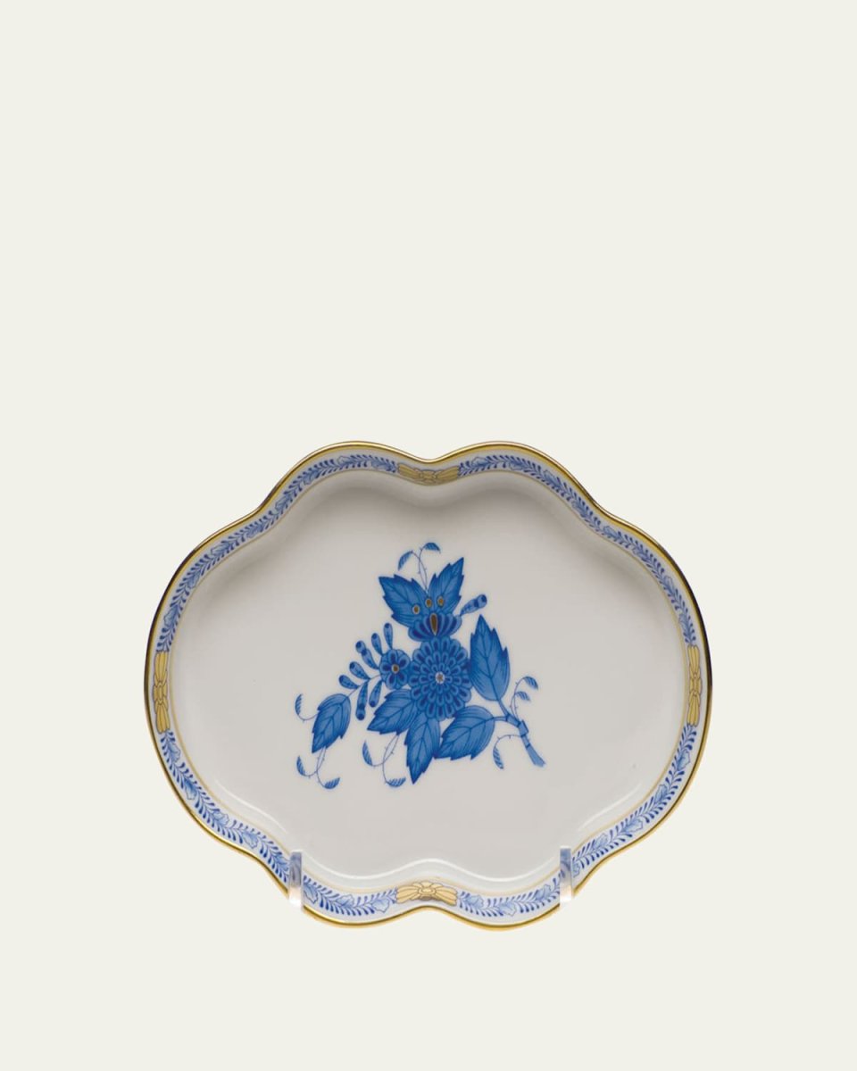 Chinese Bouquet Blue Small Scalloped Tray